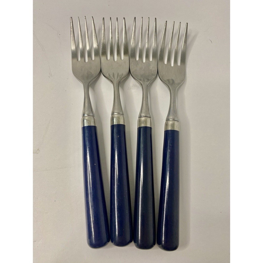 Stanley Roberts Spectrum Navy Blue Stainless 6 3/4" Salad Forks Lot Of 4